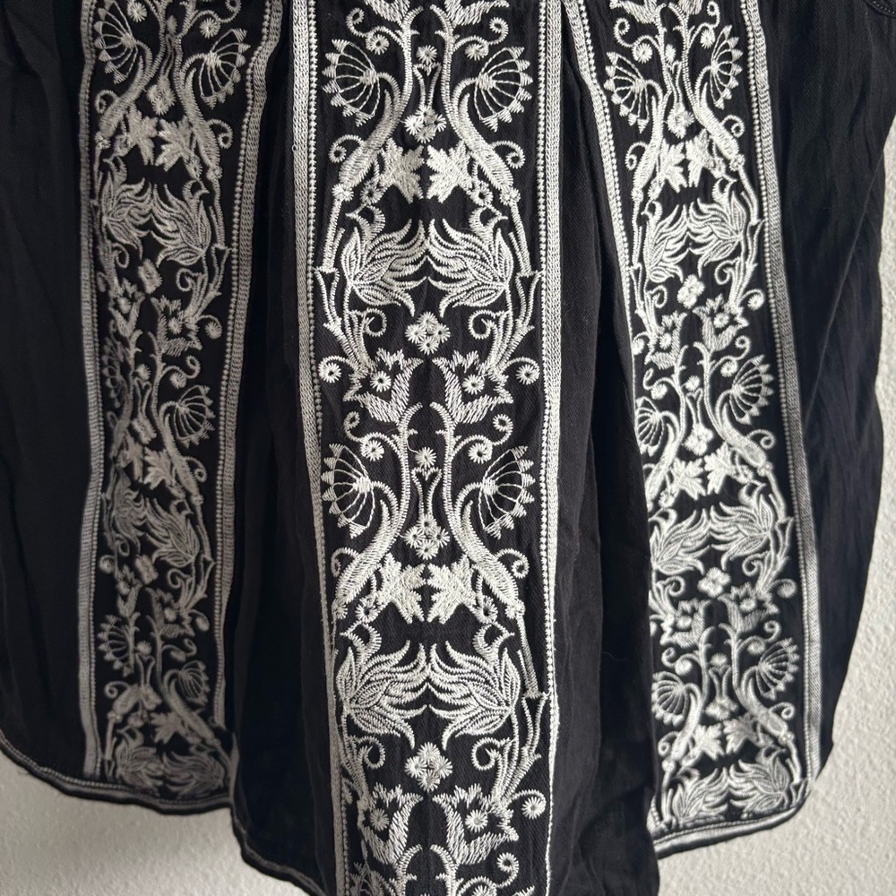 Anthropologie HD in Paris Embroidered Alys Tank 100% Cotton Black & White Top S - Picture 7 of 11